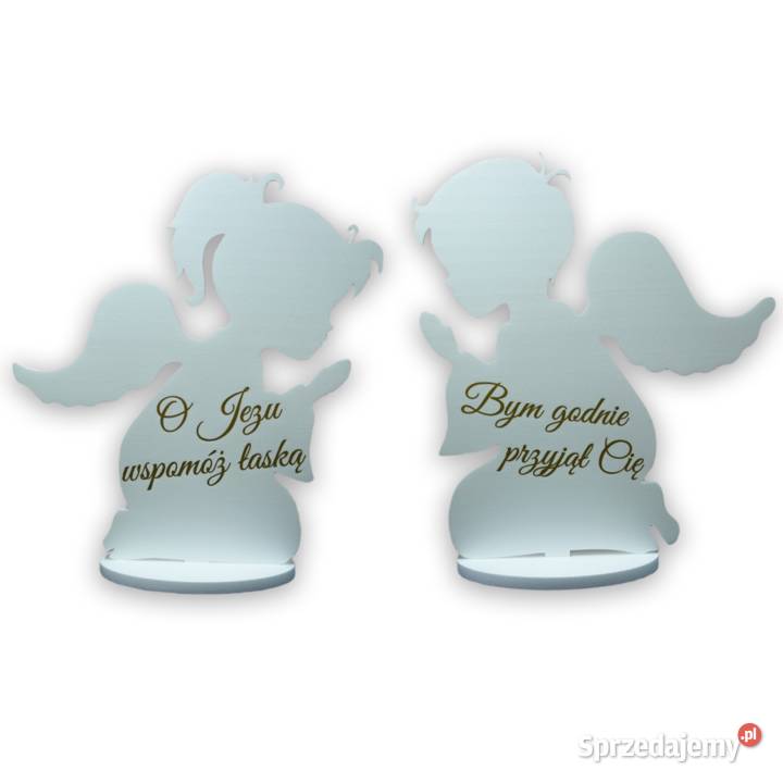 Pierwsza Komunia Dwa Duże Anioły z serduszkami inny kolor Dębna