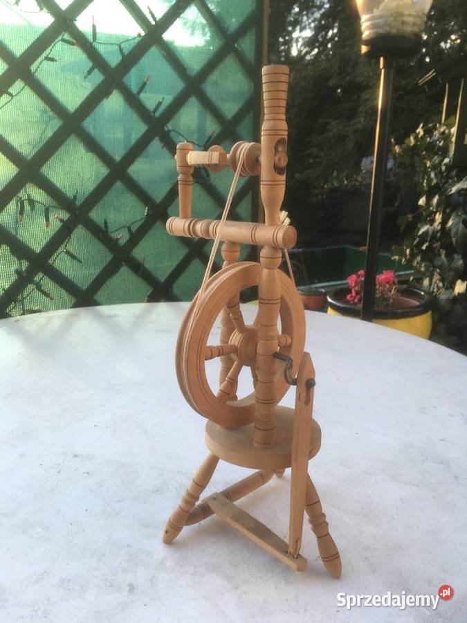 Kołowrotek drewniany do przędzenia Zielonka