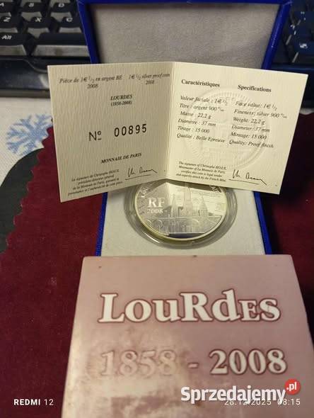 15 000 Francja Lourdes 150e Anniversaire 15 Euro Numizmatyka Warszawa