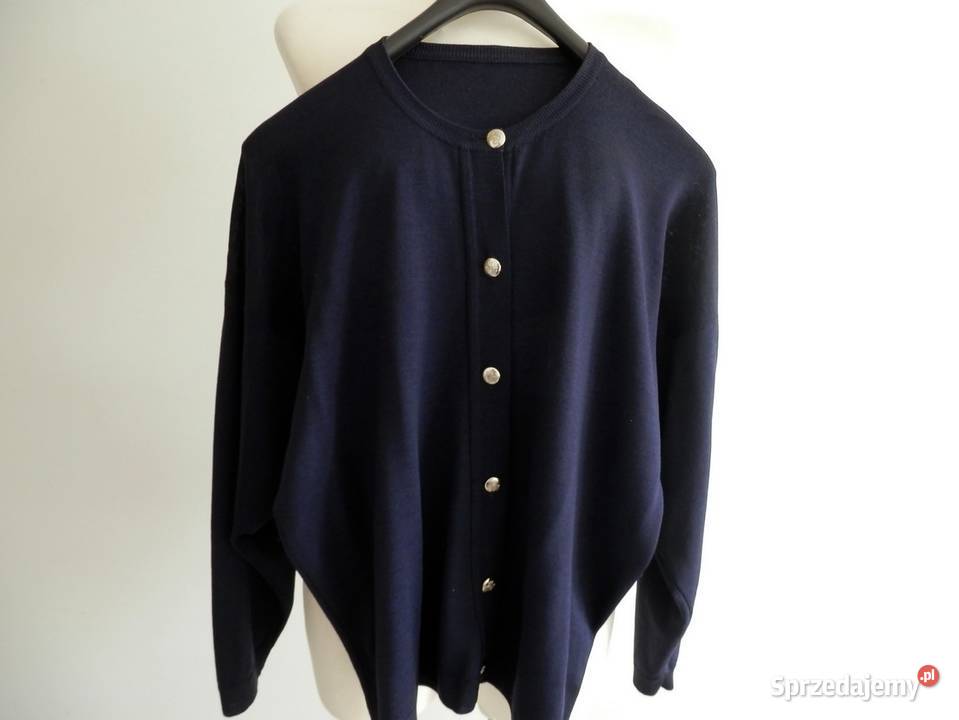 Sweter Kardigan Wełniany 100 Wełna Granatowy niebieski podlaskie Łomża
