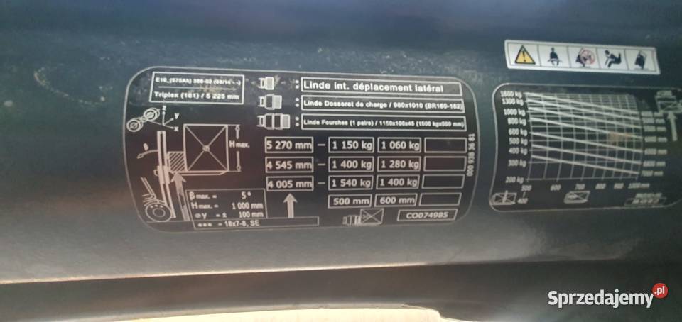 Wózek widłowy elektryczny Lide E1602 Triplex 530 mazowieckie Radom