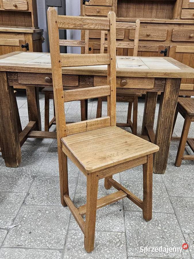 Dębowa jadalnia komplet rustykalny do kuchni Nowy Sącz