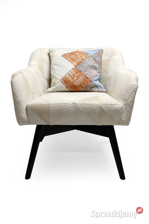 Fotel Patchwork Kubełkowy Retro Nowoczesny Kazimierz Biskupi