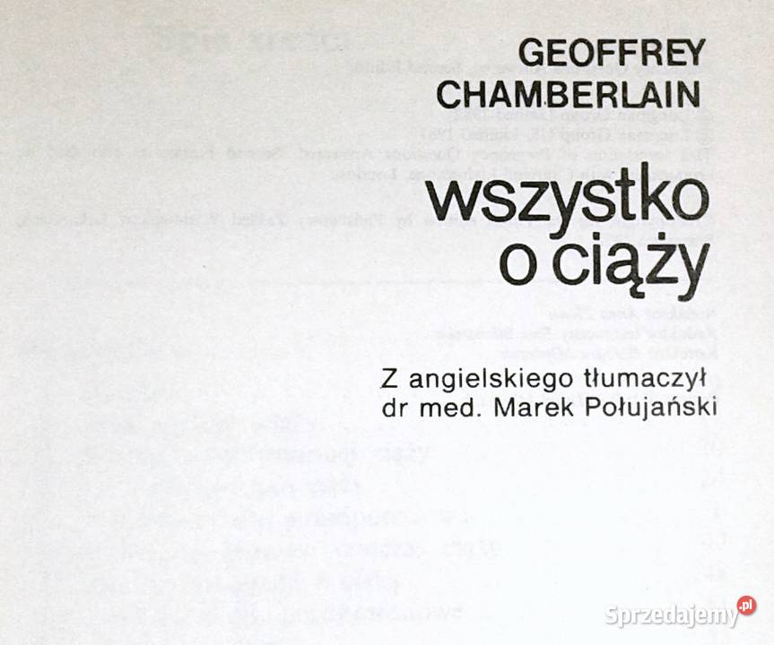 Wszystko o ciąży Geoffrey Chamberlain Chełm sprzedam