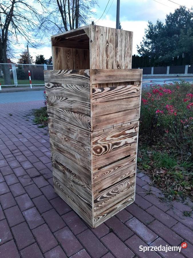 Skrzynka drewniana NUMER2 opalana szlifowana 40cm Warszawa