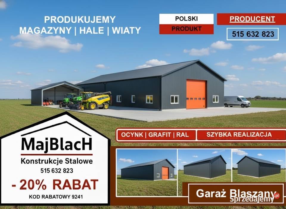 ZADASZENIE WIATA OCYNKOWANA GARAŻ BLASZANY Świdnik