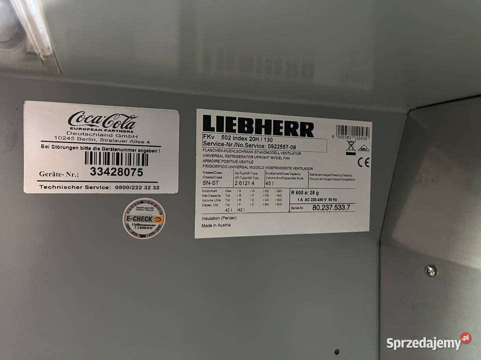 Lodówka coca cola Liebherr wielkopolskie Grodzisk Wielkopolski sprzedam