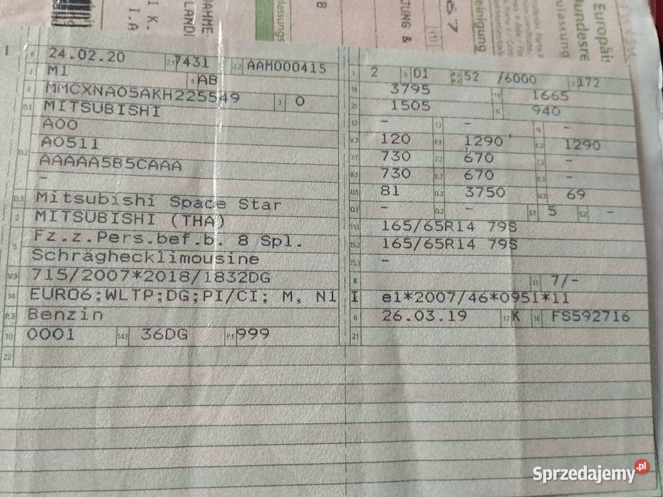 MITSUBISHI SPACE STAR KLIMA GRZANE FOTELE MAŁY światła przeciwmgielne Zielona Góra