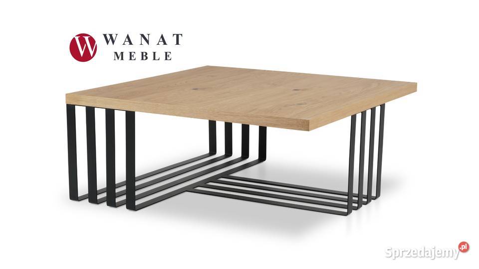 Stolik Fornirowany Dębowy stelaż Stal Czarne 100cm Warszawa