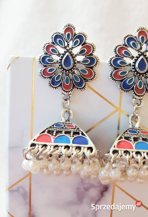 Nowe kolczyki indyjskie azjatyckie jhumki kolor Szczecin
