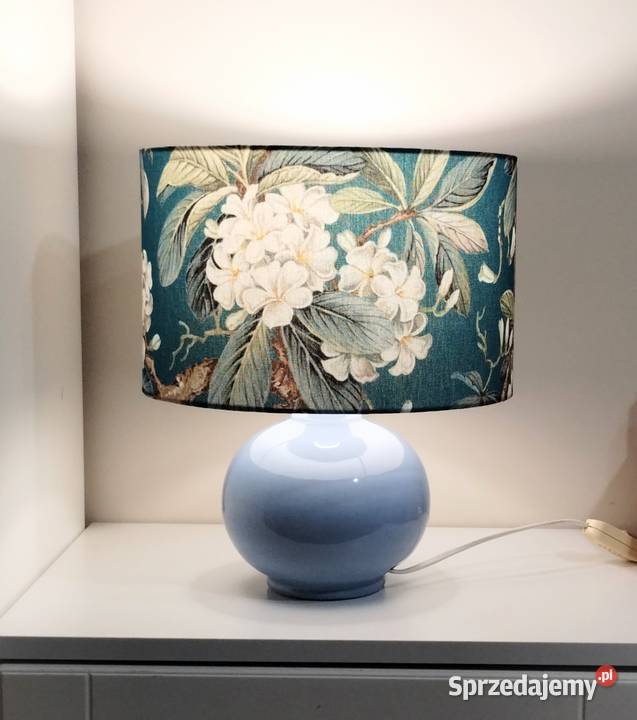 Lampa ceramiczna stołowa z abażurem z tkaniny Warszawa