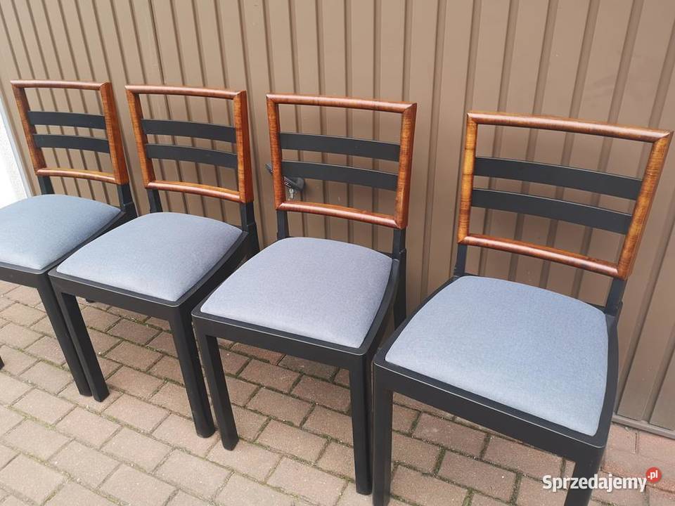 Krzesła ARTDECO Orzech Stare Antyk Komplet 4 Meble Swarzędz