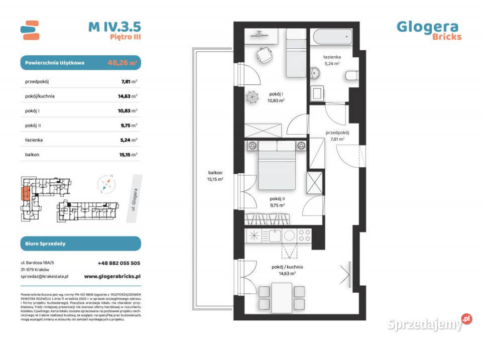 Mieszkanie Kraków Zygmunta Glogera 4826m2 Piętro 3