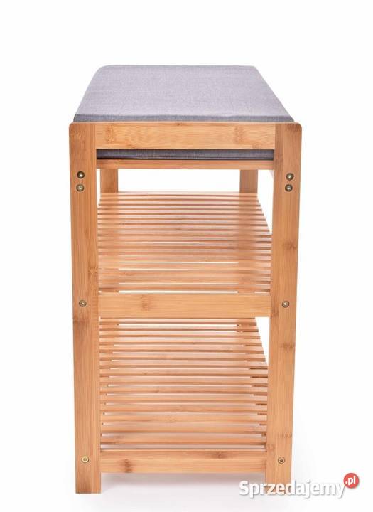 BAMBUSOWA PÓŁKA NA BUTY ŁAWKA z tapicerowanym