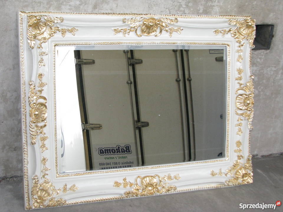 MUZEALNE PIĘKNE BIAŁE ORNAMENTOWE LUSTRO UNIKAT Antyki Kraków sprzedam