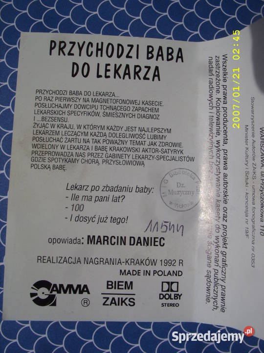 k Kabaret kaseta MARCIN DAniec 3 kasety kaseta Wołów