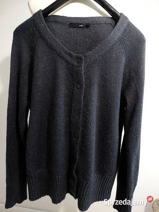 Sweter Kardigan Moherowy Wełniany Szary Ciepły Rozpinane  Łomża