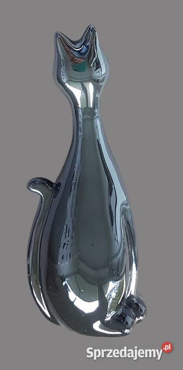 Urocza dekoracja figurka ceramiczna czarny kotek