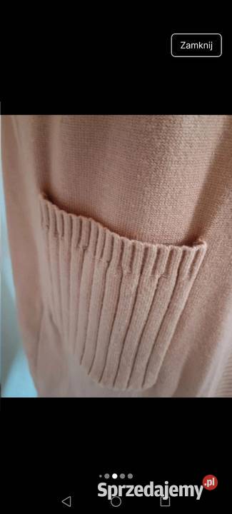 Kardigan brązowy sweter sweterek prążek jesień Krosno