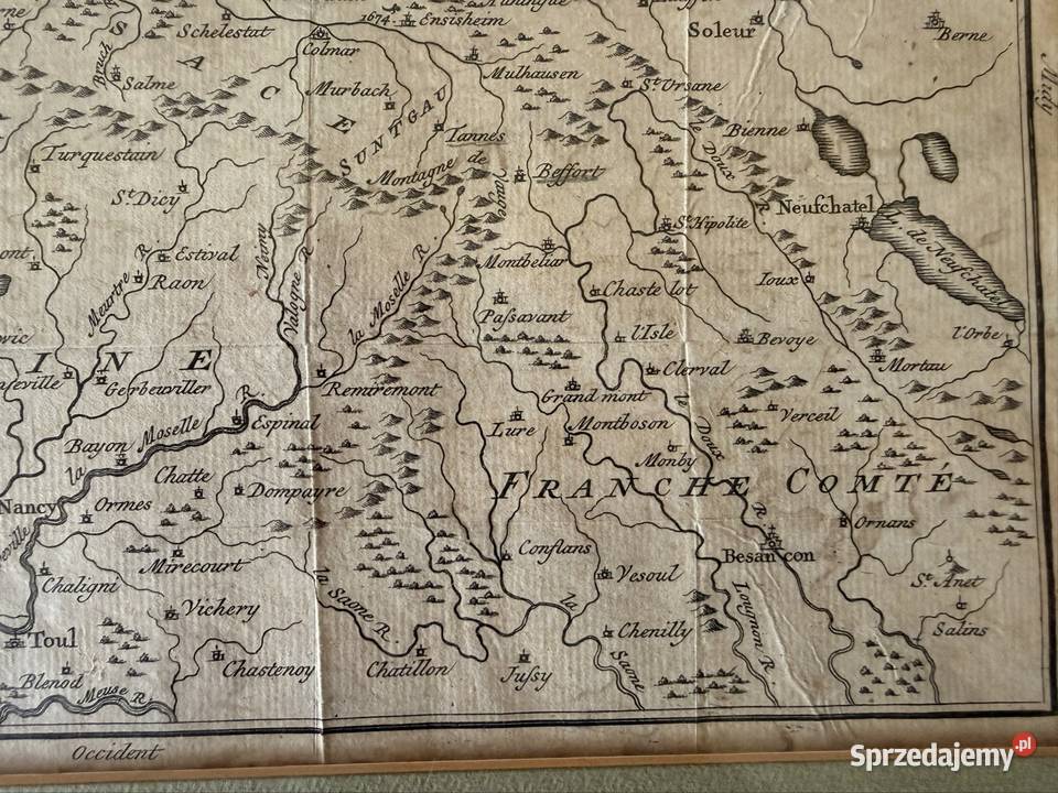 Antyczna Mapa Renu 1753 Starodruk XVIII Wiek Antyki Czerwionka-Leszczyny