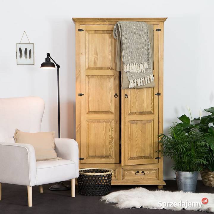 Drewniana szafa dwudrzwiowa w stylu rustykalnym 195cm Maków Podhalański