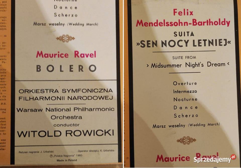 1960 Mendelssohn Ravel bolero sen nocy letniej świętokrzyskie