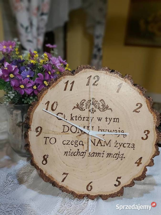 Zegar na plastrze brzozy akacji Dobrzechów