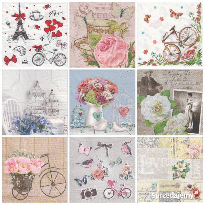 Dekupaż serwetkikwiaty love rower retro świętokrzyskie Skarżysko-Kamienna