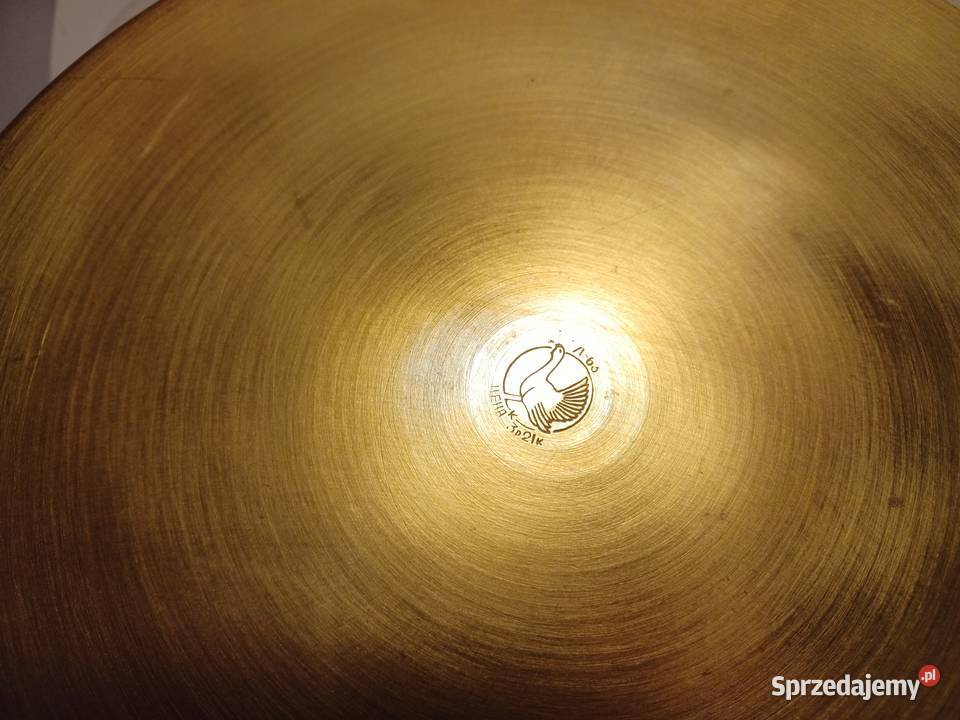 Piękna duża sygnowana patelnia mosiężna Poznań sprzedam