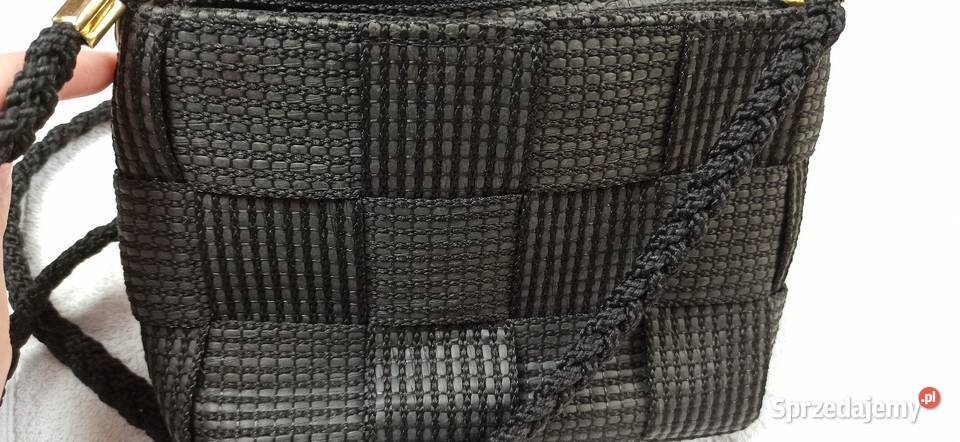 Torebka czarna patchwork made in italy włoska 25cm Stalowa Wola