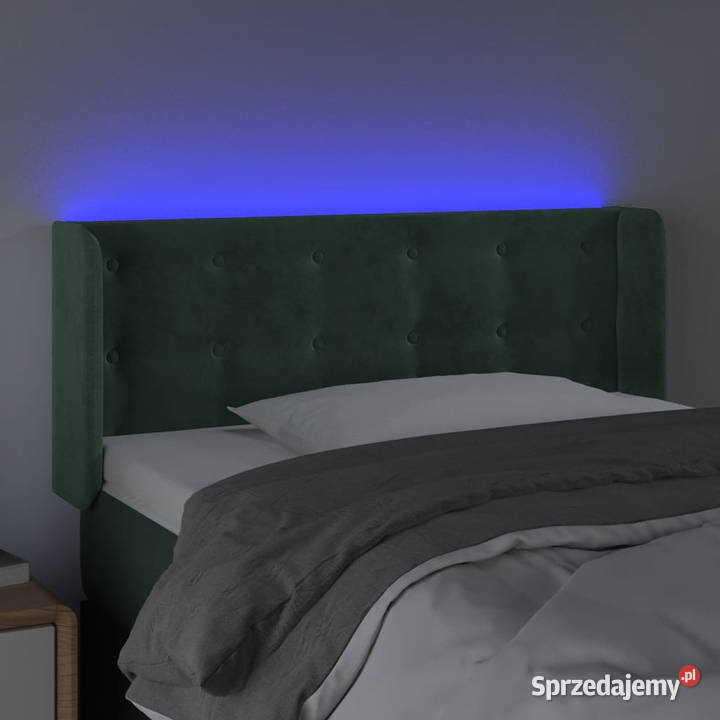 Zagłówek do łóżka z LED ciemnozielony 93x16x7888