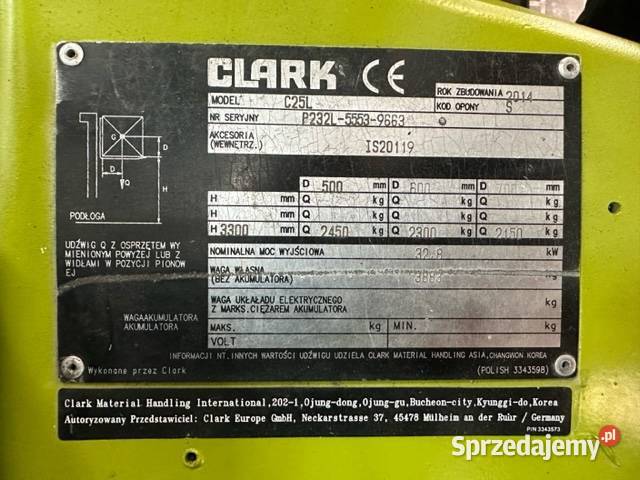 Wózek widłowy Clark C25L LPG Kabina kabina Wyszków