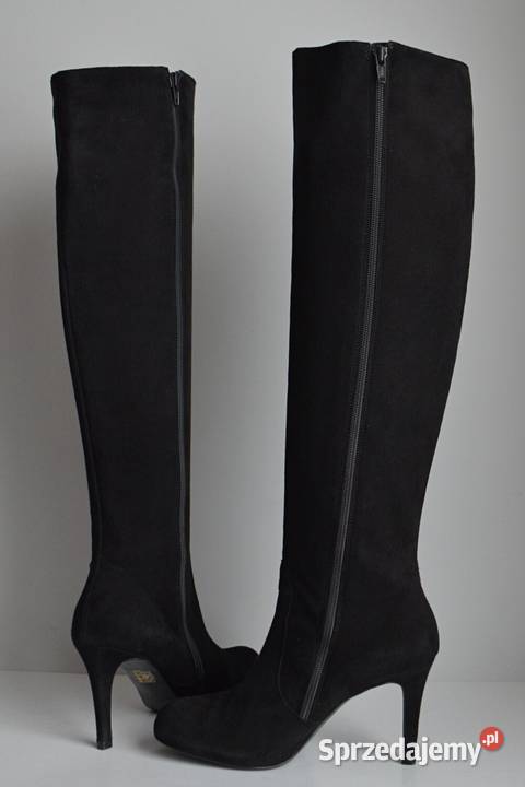 Zamszowe kozaki Minelli prawie kolano na szpilce Białystok