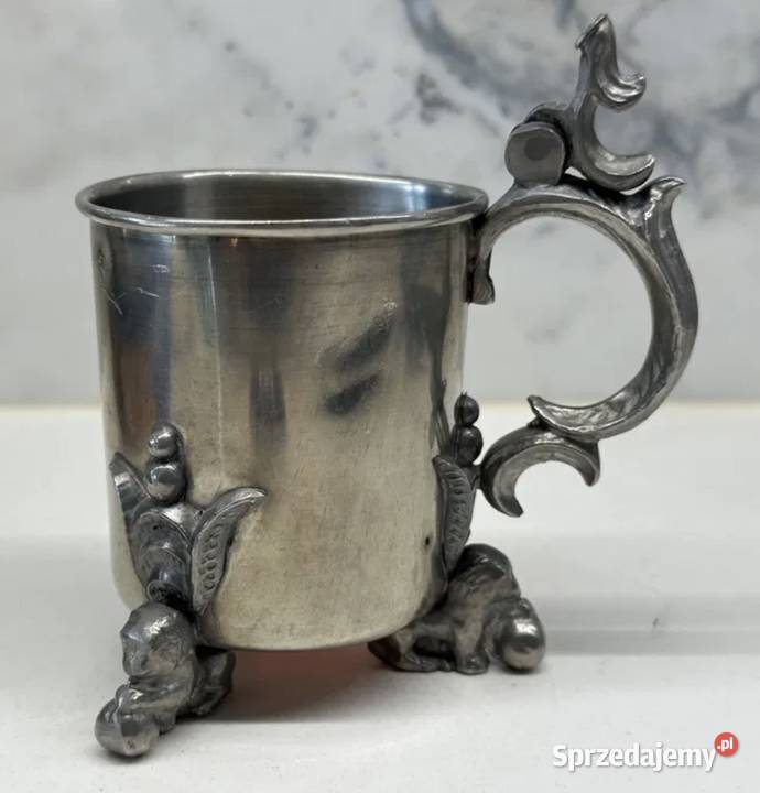 Kubek posrebrzany metalowy z lat PRLu Łódź