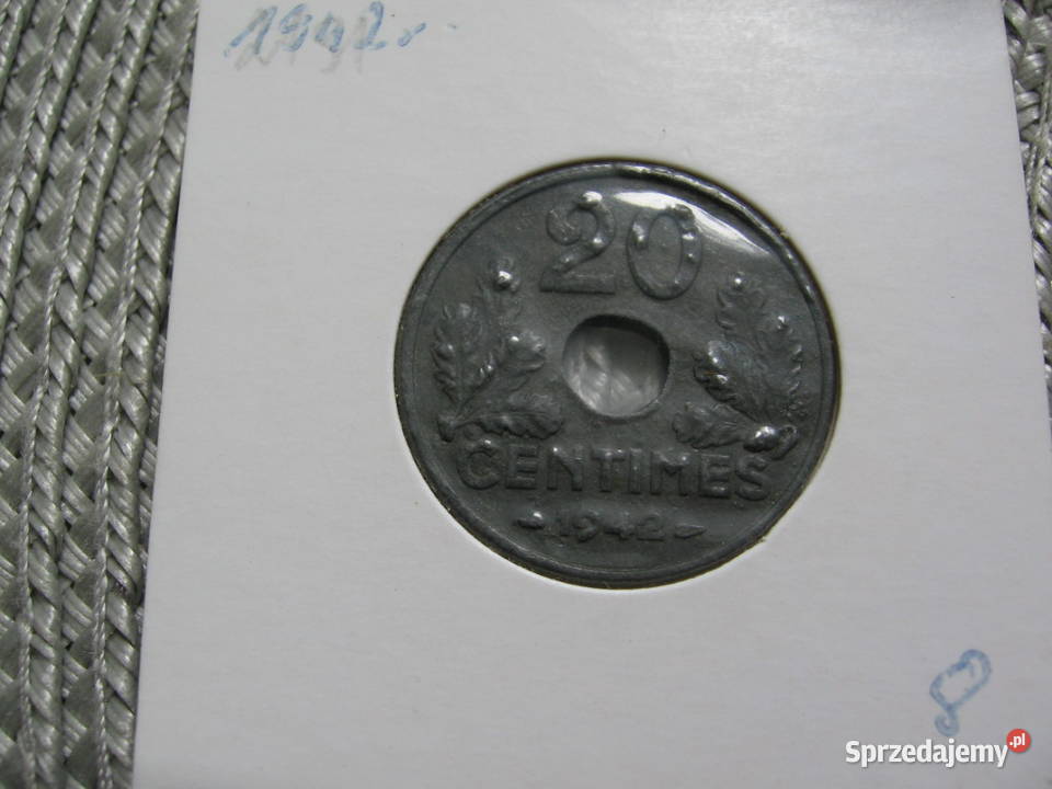 Francja 20 Centymów 1942r Cynk Vichy wielkopolskie Kalisz