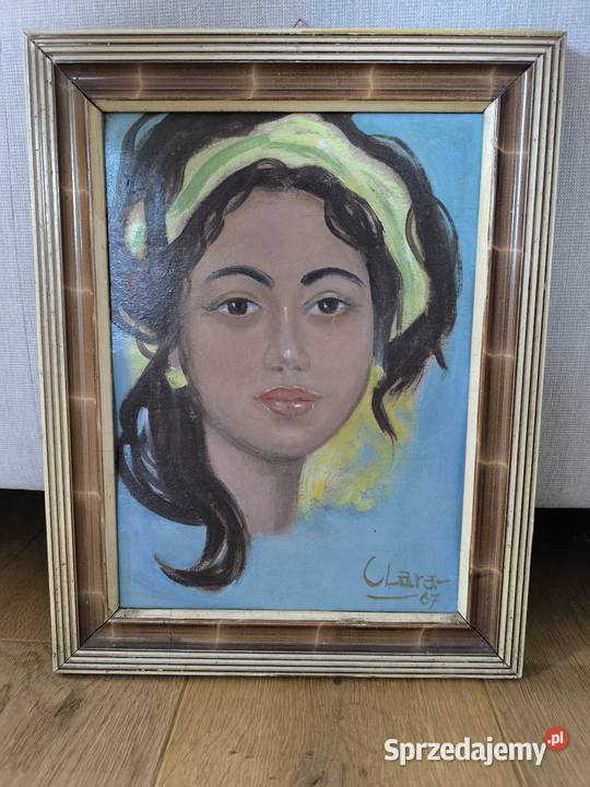 Piękny obraz przedstawiający portret kobiety Malarstwo Łódź sprzedam