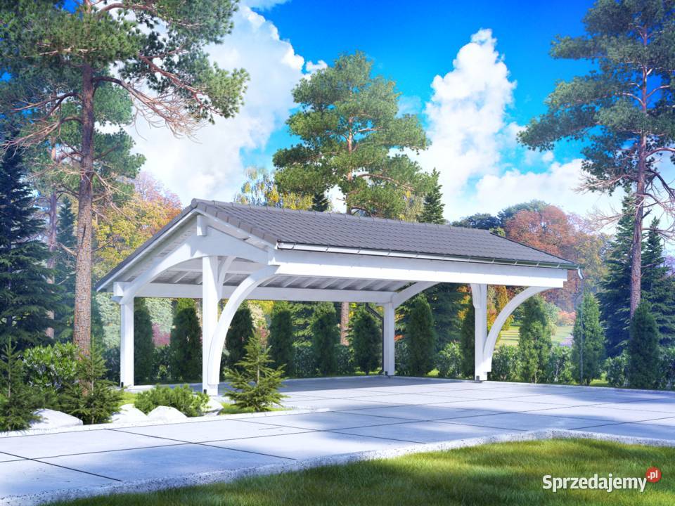 Drewniana trójstanowiskowa wiata garażowa Altany i wiaty Mrągowo