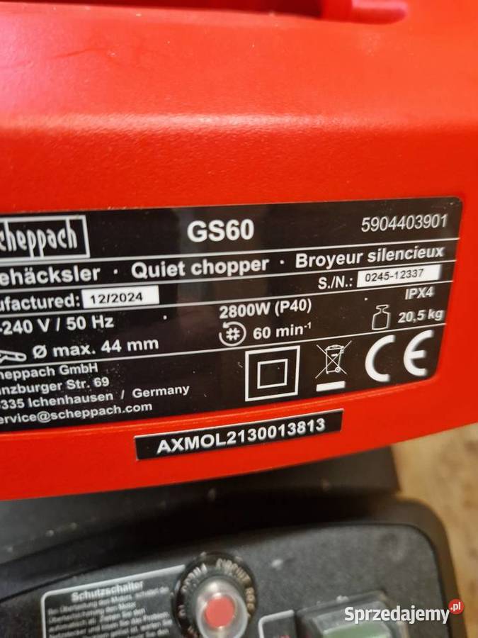 Rozdrabniacz ogrodowy Scheppach GS60 cichy Głogowa