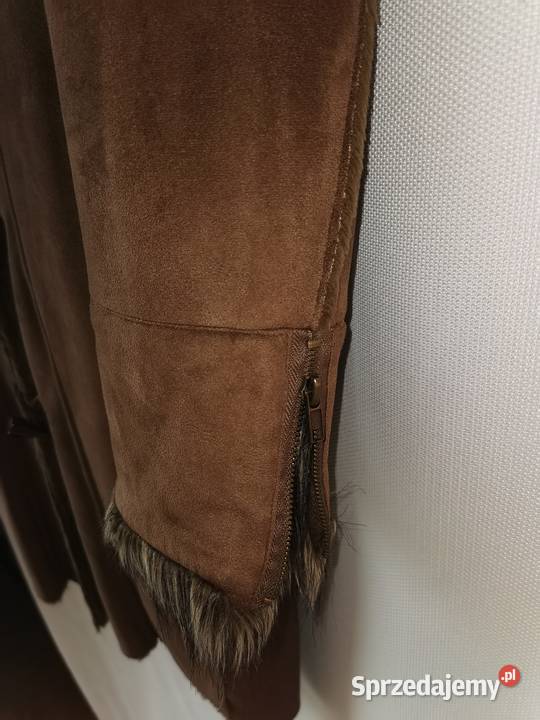 kożuch ekologiczny M brązowy/beżowy Kurtki i płaszcze Rumia