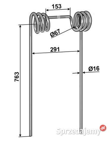 Palec zagarniający podwójny Fi16 763mm Kamionna sprzedam
