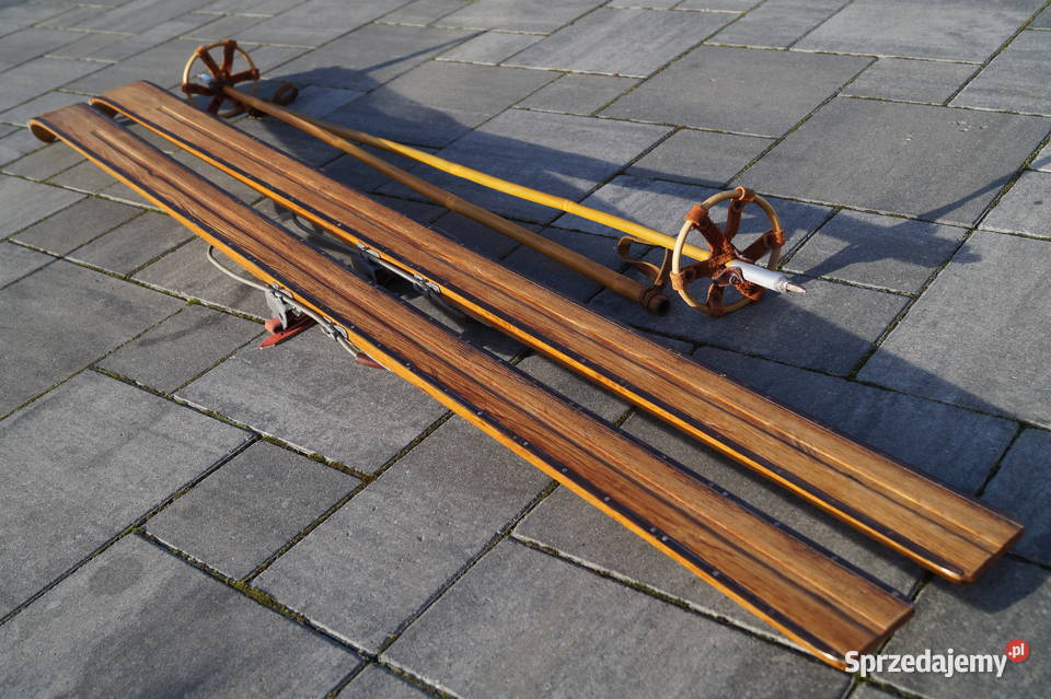 Stare narty drewniane 172 kijki w komplecie Pruchnik sprzedam