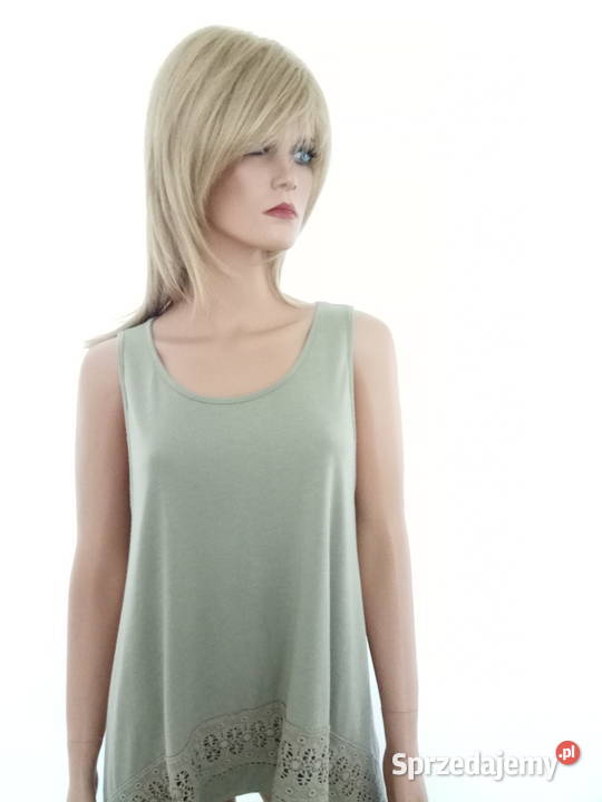 Bluzka tunika Rainbow khaki z koronką r 384042 Bluzki i koszule Pszczyna