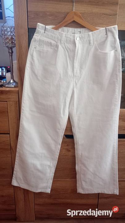 Białe jeansy petite szeroka nogawka Białystok