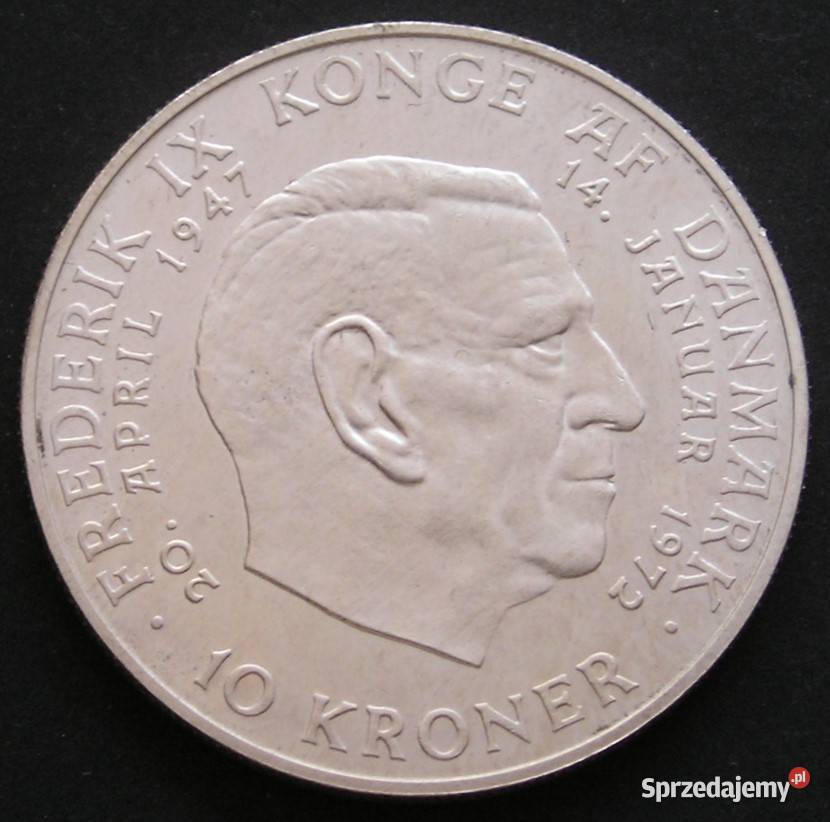 Dania 10 koron 1972 Frederik IX SREBRO łódzkie Łódź
