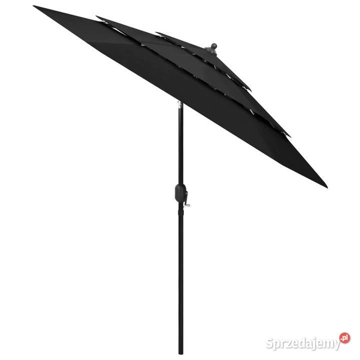 3poziomowy parasol na aluminiowym słupku czarny