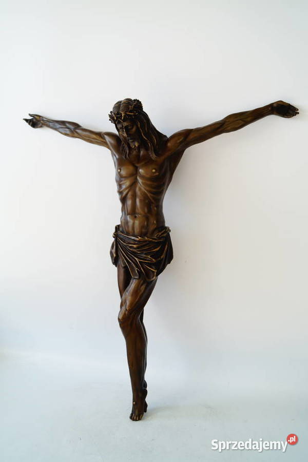 Jezus Chrystus duża figura z brązu rzeźba wielkopolskie Gizałki