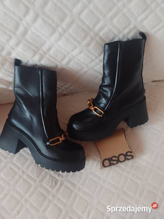 40 ASOS Skórzane Bogato zdobione Botki trapery Obuwie Kraków
