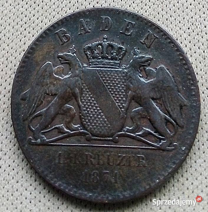 WIĘLKIE KSIĘSTWO BADENI1 KRAJCAR1871 rCU