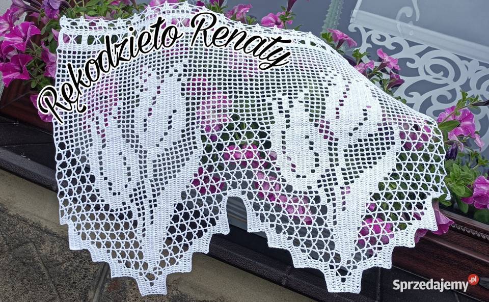 Szydełkowe zazdrostki firanki rękodzieło biały mazowieckie Warszawa