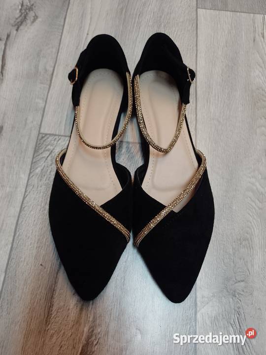 42 Czarno złote bogato zdobione baleriny Kraków sprzedam